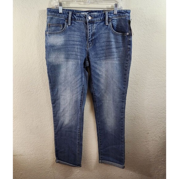 New Mossimo Womens 12 Blue Mid Rise Boyfriend Fit Super Stretch Jeans - Picture 1 of 7